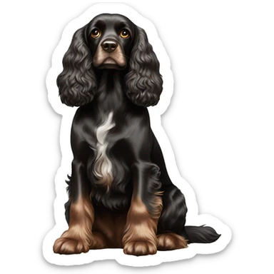 Black cocker spaniel sitting full pose sticker