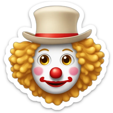 un clown au nez rouge avec des cheveux blond bouclés et un chapeau fin  sticker