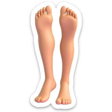 3D emoji style human leg, foot pointed, simple and expressive, neutral skin tone sticker