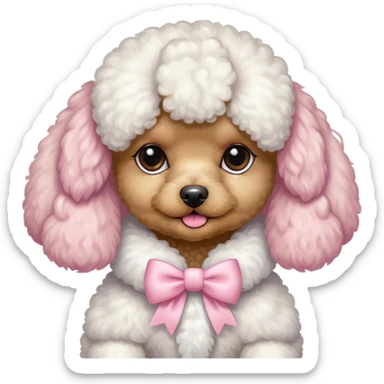 Toy poodle with pastel Pink bows  sticker