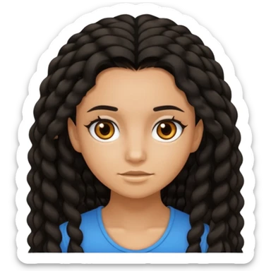 tan girl with long black crimped hair sticker