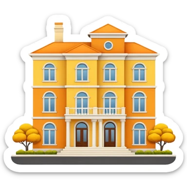 modern mansion, yellow and orange sticker