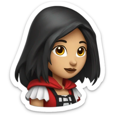 red-ridding-hood-girl-with-long-black-strait-hair-with-white-break sticker