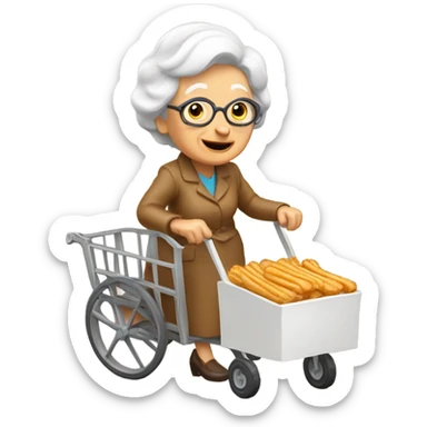 Tan old lady with a cart selling churros sticker