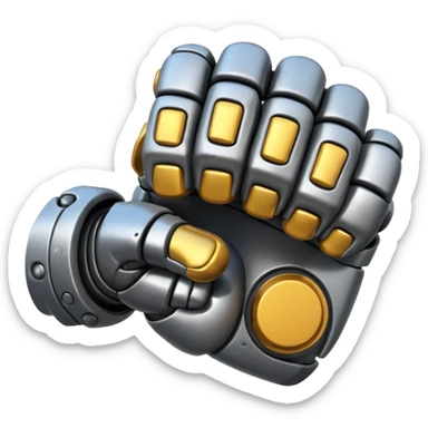 bulky robot fist, back of hand and knuckles facing viewer sticker