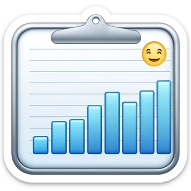 ios style emoji for report sheet consisting graph/ charts with sparkle around the report , no numbers or text sticker