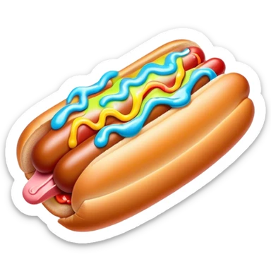 Melting neon ice cream hot dog  sticker