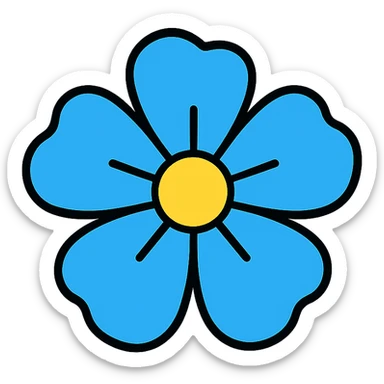 minimalist blue Hawaiian flower with yellow center, simple and clean shapes sticker