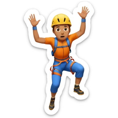 man in mid-air, falling down a mountain with a terrified expression, apple style emoji sticker