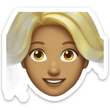blonde, brown eyes, smiling, yellow diamond earrings.  sticker