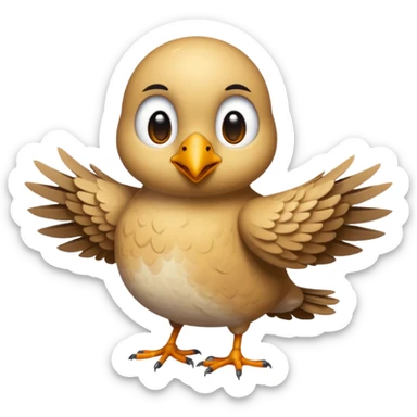 make an emoji of a bird wanting a hug, make the art colors human like and imperfect and the layout also imperfect a little human like sticker