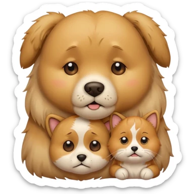 a teddy and a cute dog and cat crying sticker