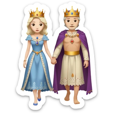 Egy kiralynot aki egy csonyoru ruhaba van es a tengerparton setal a kirallyal sticker