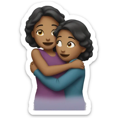 two sisters hug sticker