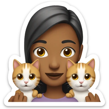 AsiaGirl with two cat  sticker