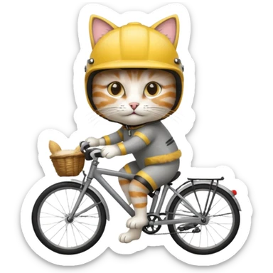 cat cyclist sticker