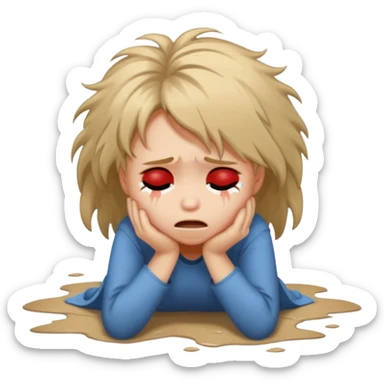 child crying laying face down on floor sticker