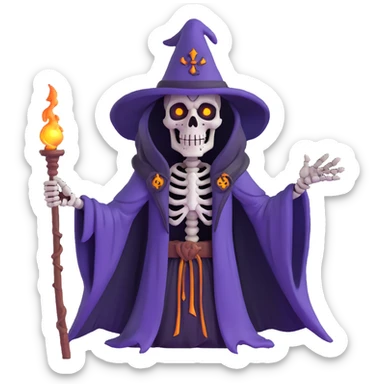 undead skeleton lich wizard with glowing eyes sticker