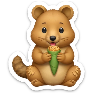 quokka eating spring roll sticker