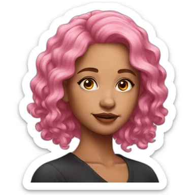 Beautiful Girl,Pink Wavy Hair sticker