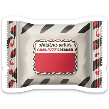 Packet of Christmas candy cane coffee creamer sticker
