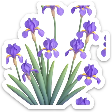 Traditional Japanese iris (hanashobu) depicted in sumi-e ink painting style, with graceful brush strokes, subtle gradient colors, and minimalist zen aesthetic sticker