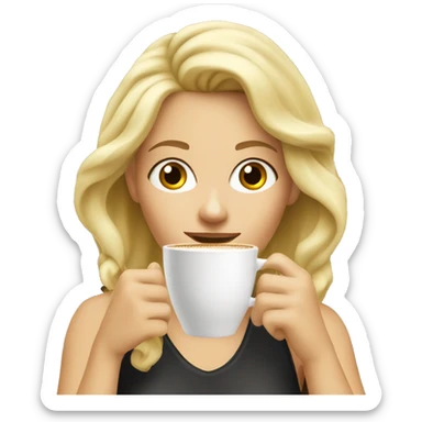 Blonde woman drinking cappucino sticker