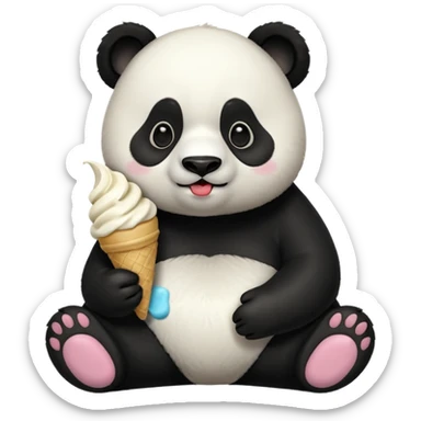 Panda eating ice cream sticker