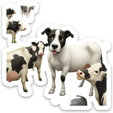 Dog with cows  sticker