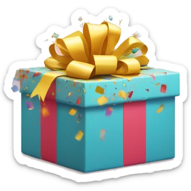 gift box that opens and comes out with confetti sticker