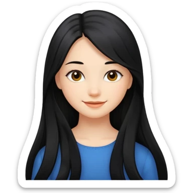 Make a girl with long black silky  hair sticker