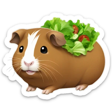 brown guinea pig with green salad sticker
