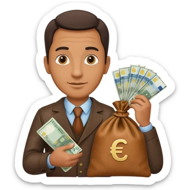 UNCLE WITH a bag of Euro MONEY sticker