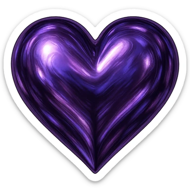 heart with a metallic violet finish, digital illustration sticker