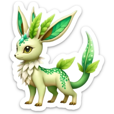 Sparkly White And Green Natural Flowery Colorful Leafeon-Flygon-Fakémon-hybrid-creature (full body)  sticker