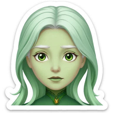 Woman with green skin color and white long hair sticker