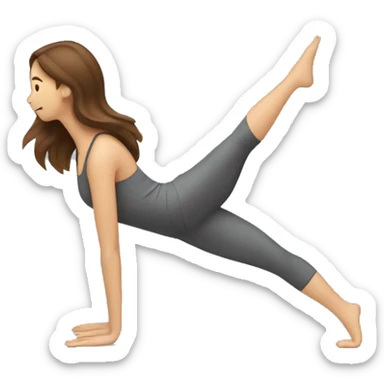 a woman with brown long hair making pilates exercises sticker