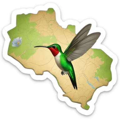A hummingbird on the map of French Guiana sticker