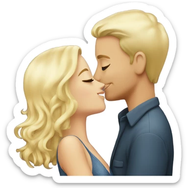 blonde white couple kissing on new years sticker