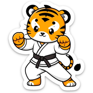 A tiger baby in karate outfit sticker