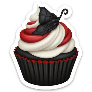 Gothic Black and red vintage cupcake sticker