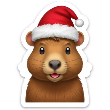 a capybara with a christmas hat sticker