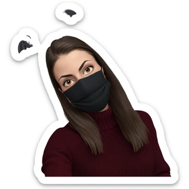 girl in red sweater mask sticker