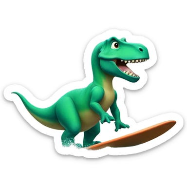 Dinosaur surfing sticker