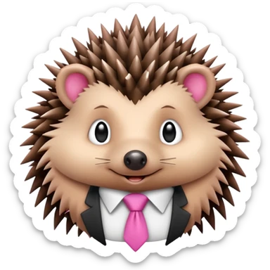 Hedgehog with pink tie sticker