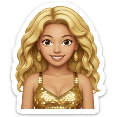 Beyonce with blonde hair, gold sequin crop top  sticker