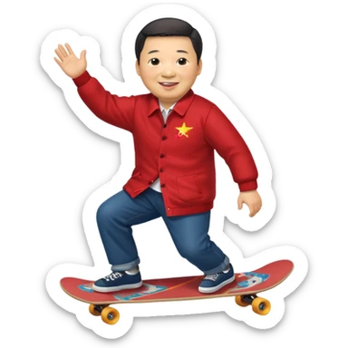 Xi_Jinping riding skate board sticker