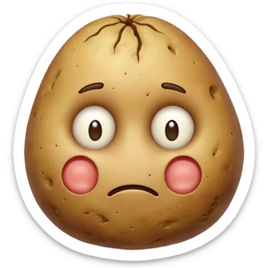 Potato that is confused with hand scratching his head with no mouth and eyes sticker