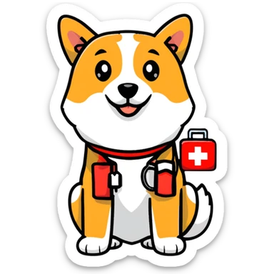 rescue dog with first aid kit sticker