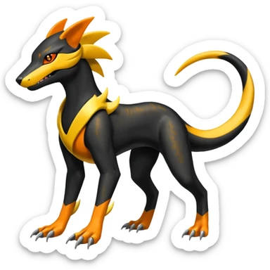 Shiny 4-legged Salandit-Electrike-Amaura-Houndoom-Zeraora-fusion, full body sticker